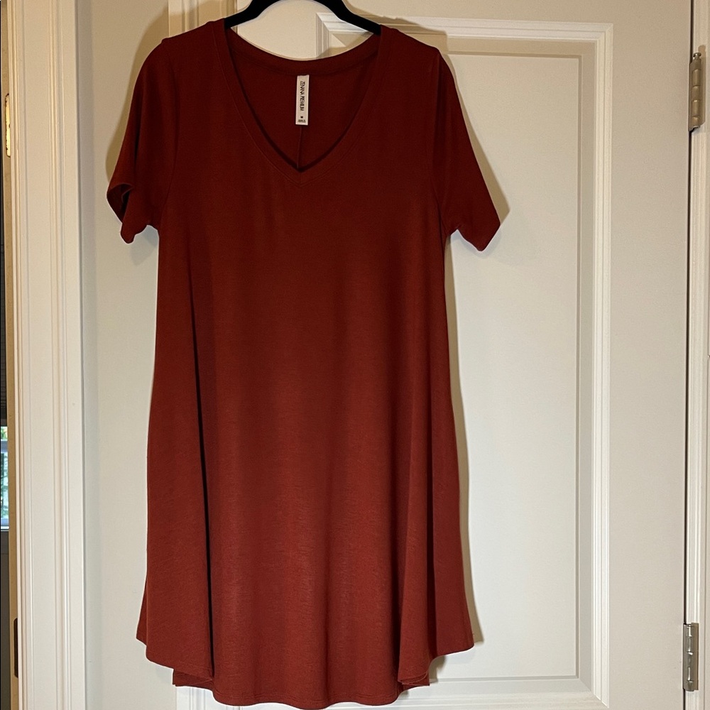 Zenana Premium Soft Terracotta/Cranberry Midi Dress